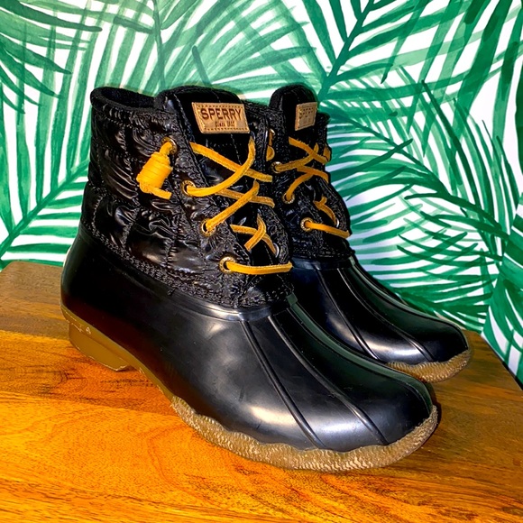 Sperry Shoes - Sperry Black Quilted Nylon Duck Boots Women’s 7
